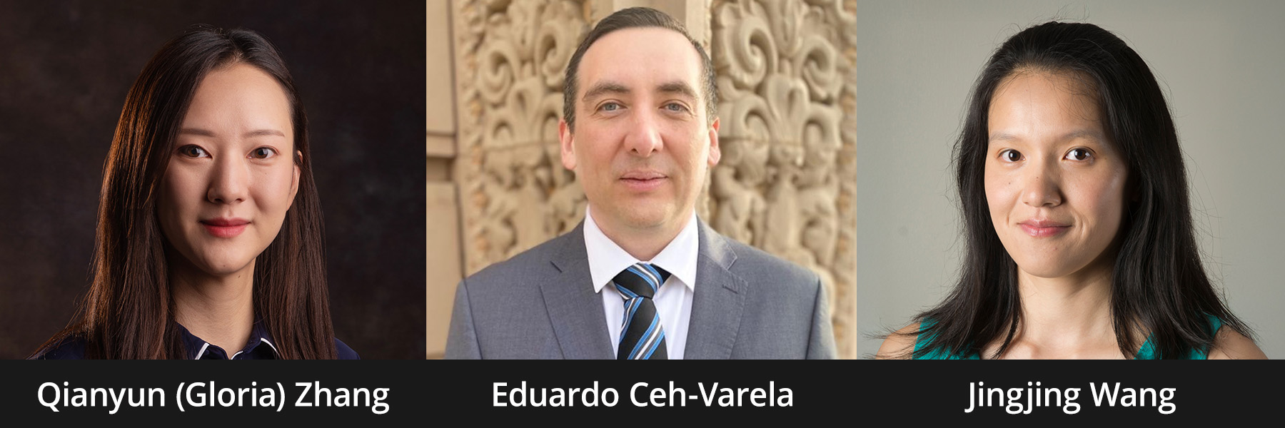 headshots of three faculty